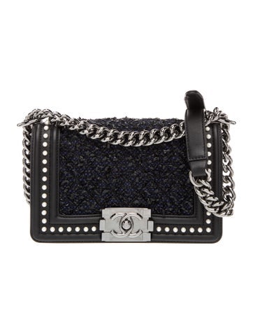 Small Tweed Pearl Boy Bag