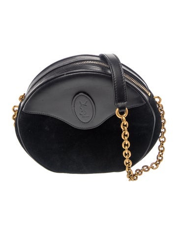 Suede YSL Oval Suede Crossbody Bag with Chain Strap Small