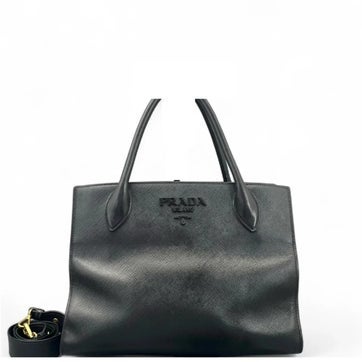 Saffiano Lux Leather Saffiano Cuir Monochrome Top Handle Tote Large
