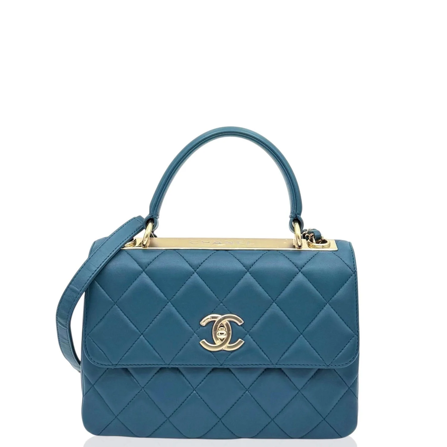Goat Leather Trendy CC Handle Flap Small