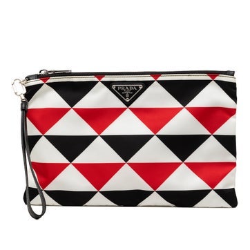 Nylon Geometric Triangle Pattern Flat Clutch