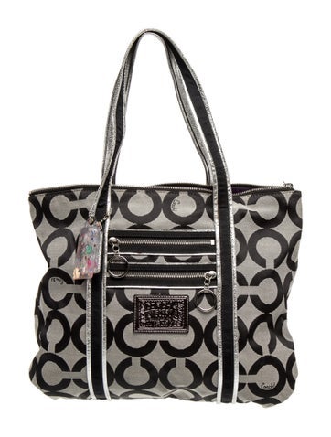 Canvas Poppy Signature Op Art Glam Tote Large