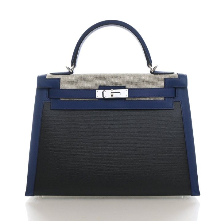 Hermes Bleu Saphir Toile H Sellier Kelly 32