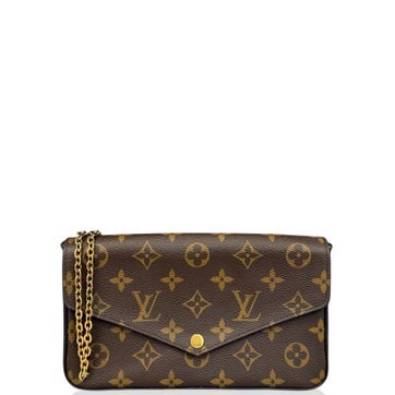 Coated Canvas Pochette Felicie Chain Wallet Brown
