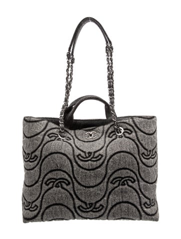 Denim Wave Chain Tote