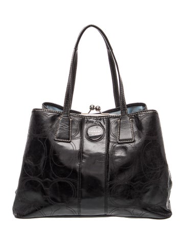 Leather Signature Stitched Framed Carryall