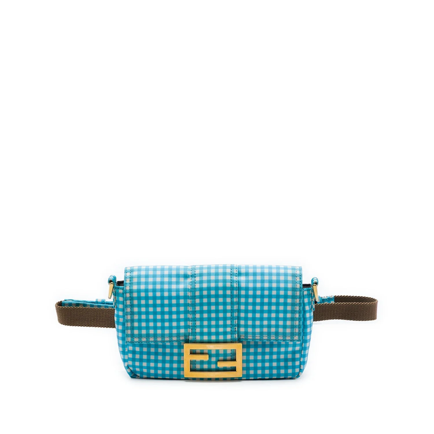 Joshua Vides Mini Nylon Gingham Convertible Baguette Satchel
