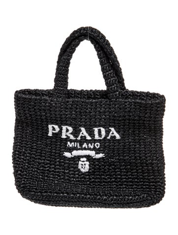 Enameled Metal Triangle Raffia Crochet Tote Bag Small
