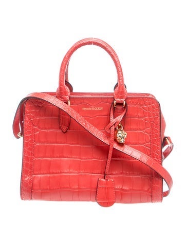 Embossed Leather Top Handle Bag
