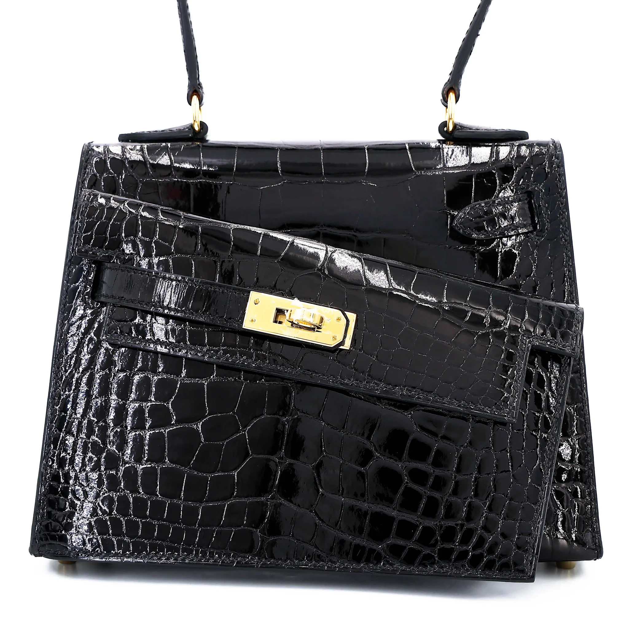 Brand New ( Rank N ) HERMÈS Limited Edition Kelly 20 en Desordre Noir (89) Shiny Alligator Gold hardware G (2026)