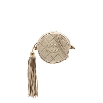 CC Quilted Lambskin Tassel Round Crossbody
