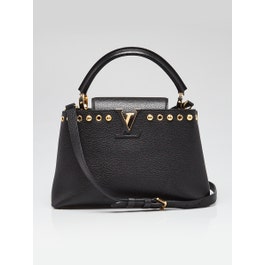Louis Vuitton Black Taurillon Leather Studded Capucines PM Bag