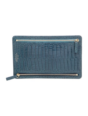 Smythson Embossed Leather Clutch