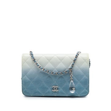 CC Quilted Ombre Patent and Aged Calfskin Crystal Wallet On Chain
