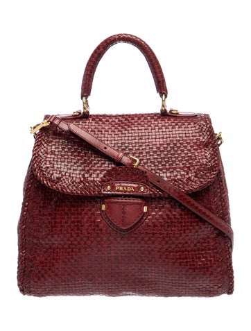 Madras Madras Woven Leather Top Handle Bag