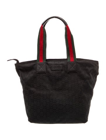 GG Canvas Web Canvas Tote Large