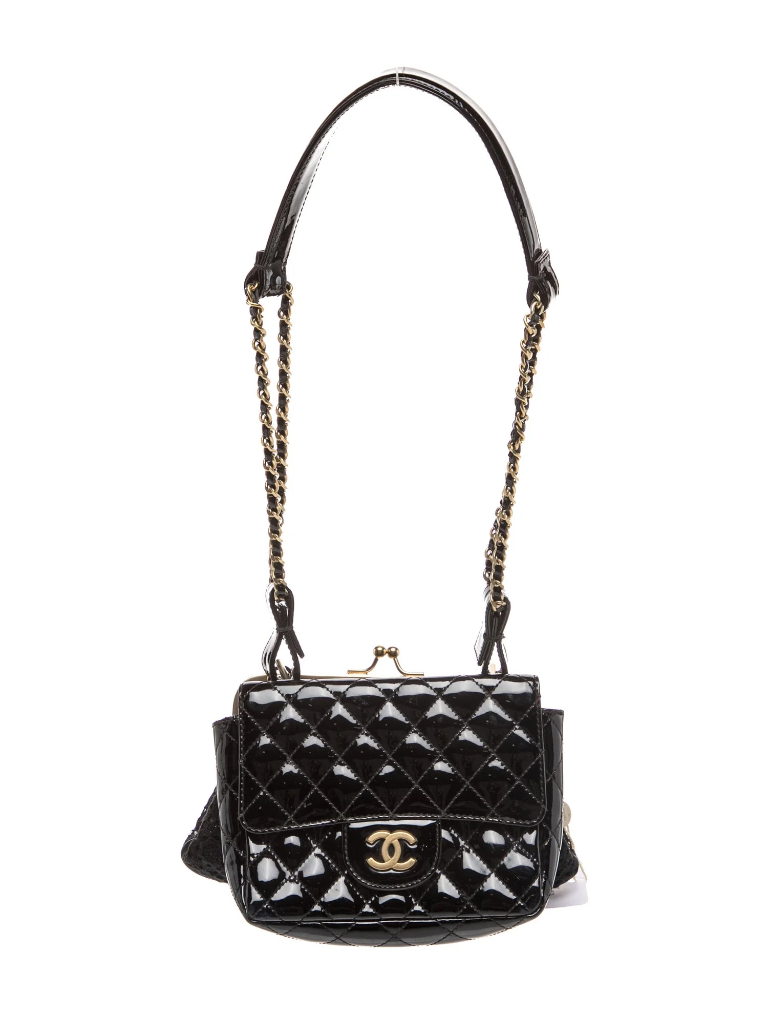 Patent Crochet Kiss-Lock Double Bag
