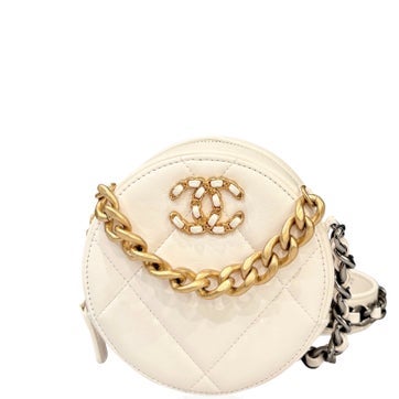 Suede 19 Round Clutch With Chain