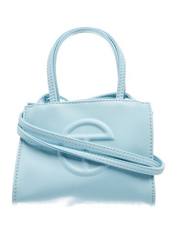 Telfar Vegan Leather Pool Blue Shopping Bag.
