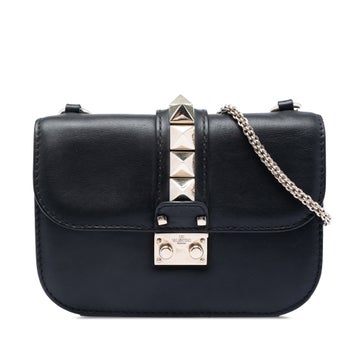 Valentino Small Calfskin Leather Rockstud Glam Lock Crossbody