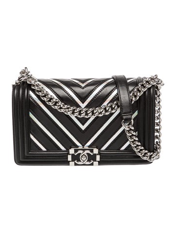 Medium Holographic Chevron Boy Bag
