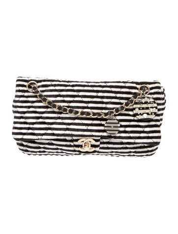 Quilted Striped Flap Bag