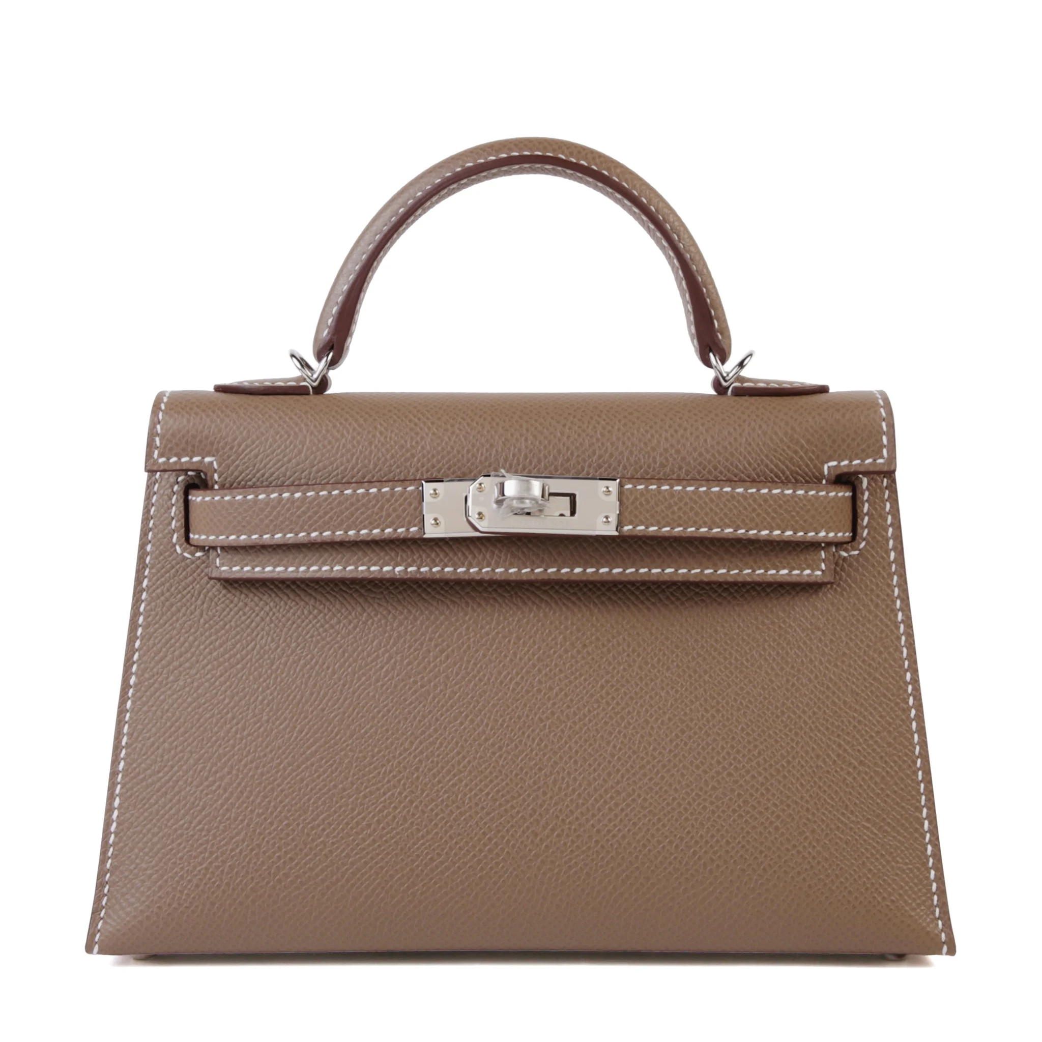 Brand New ( Rank N ) HERMÈS Mini Kelly II Etoupe (18) Epsom Palladium hardware G (2026)