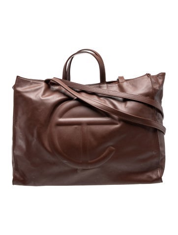 Vegan Leather Chocolate Shopping Bag Large