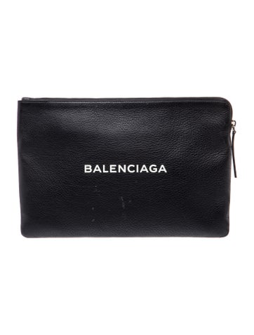 Leather Black Leather Everyday Zip Pouch Clutch