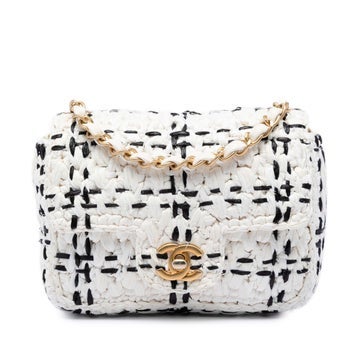 CC Mini Raffia Effect Tweed Flap