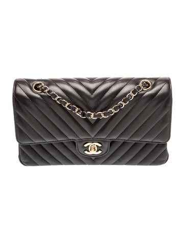 Classic Medium Chevron Double Flap Bag