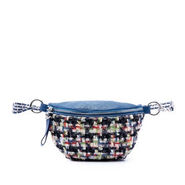 Tweed Tweed and Stitched Calfskin Convertible Waist Bag