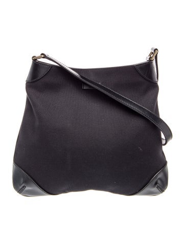 Canvas Crossbody Bag with Leather Corner Trim Medium