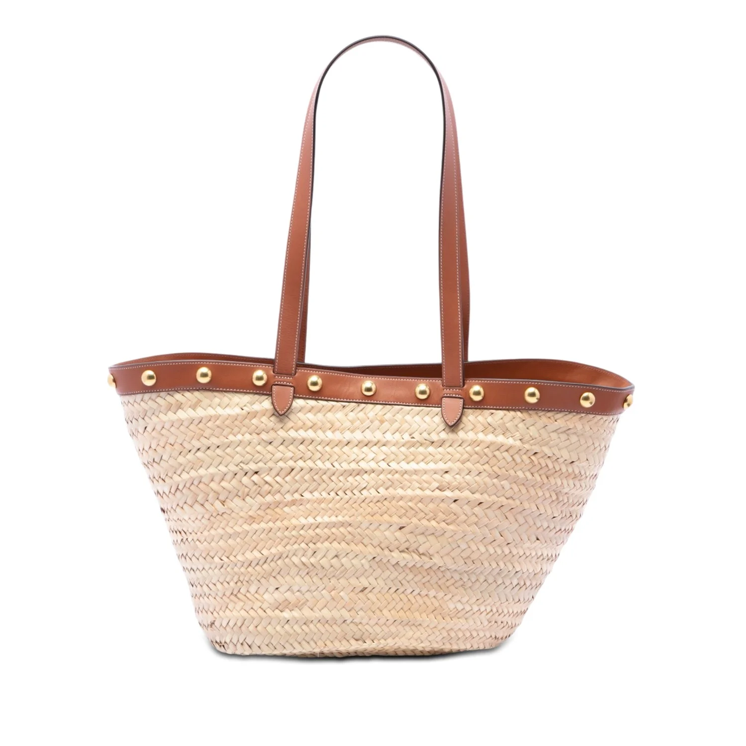 Large Raffia Classic Studded Panier Tote
