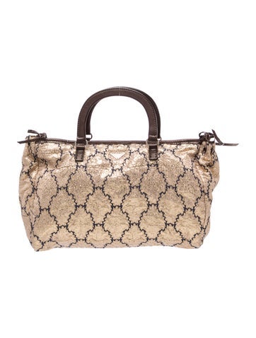 Enameled Metal Triangle Top Handle Bag