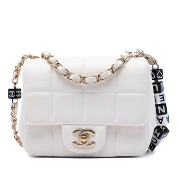 Lambskin Mini Quilted Lambskin Resin Crystal Square Monacoco Flap