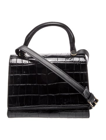 Embossed Leather Top Handle Bag