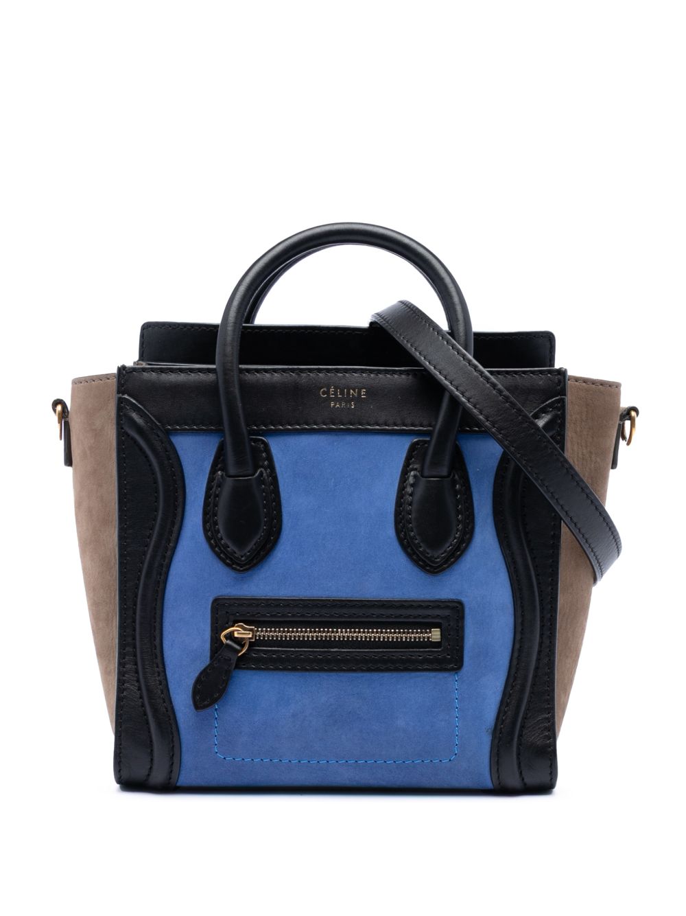 Celine 2012 Nano Tricolor Nubuck and Calfskin Luggage Tote satchel