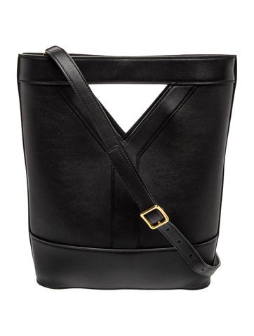Leather Y Bucket Bag Small