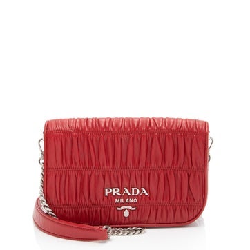 Nappa Gaufre Leather Chain Flap Bag