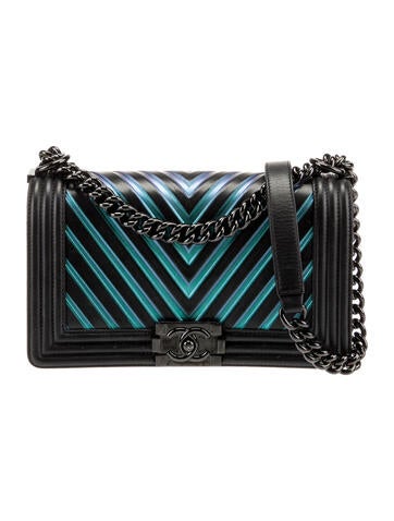 Iridescent Chevron Medium Boy Bag