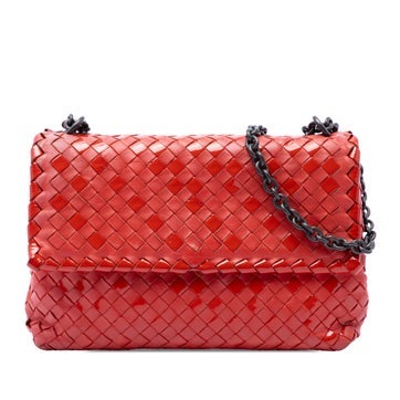 Small Nappa and Patent Leather Intrecciato Olimpia Shoulder Bag