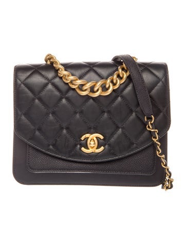 Quilted Chain Handle Flap Bag