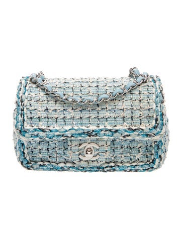Braided Tweed Rectangular Mini Flap Bag