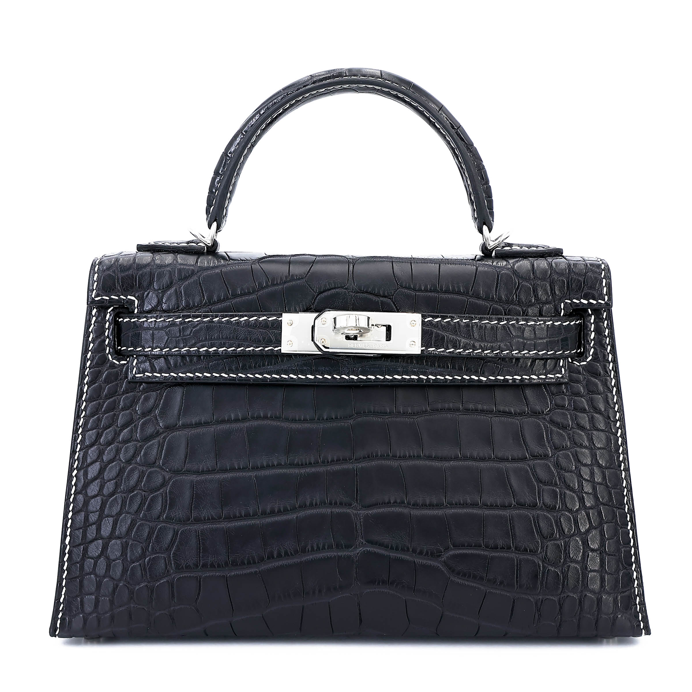 Brand New ( Rank N ) HERMÈS Special Order Mini Kelly II HSS Noir (89) Nata (I2) Matte Alligator Palladium hardware K (2025)