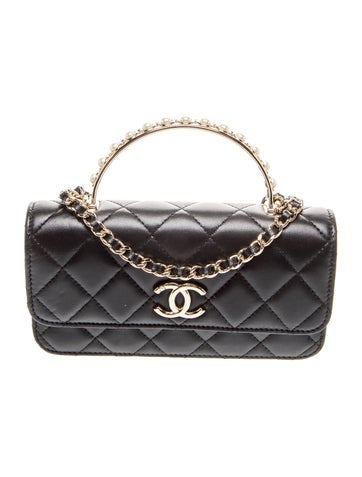 Faux Pearl Top Handle Wallet on Chain