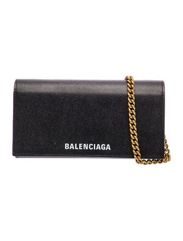 Leather Cash Long Wallet on Chain Long