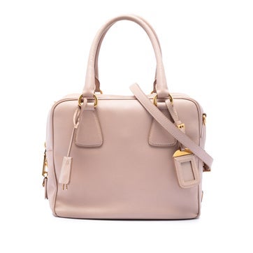 Leather Small Saffiano Square Bauletto Satchel