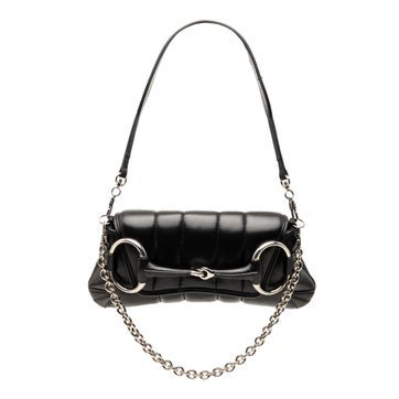 Calf Leather Small Quilted Leather Horsebit Chain Satchel