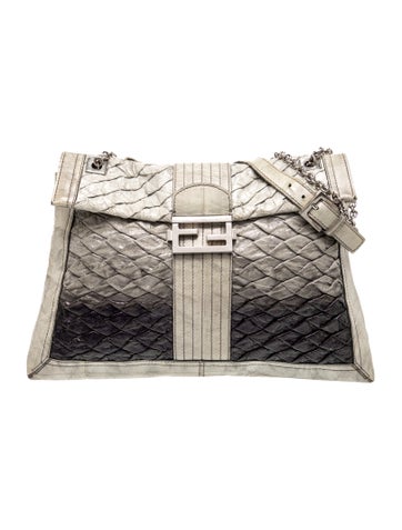 Leather Iridescent Eelskin Baguette Maxi